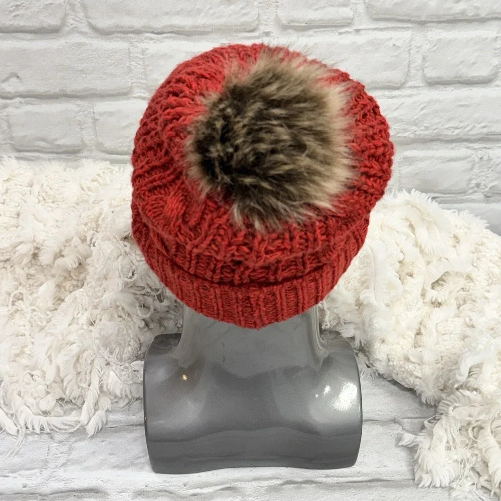 47' NFL Kansas City Chiefs Women's Cable Knit Beanie Hat Cap Football w/ Pom Pom